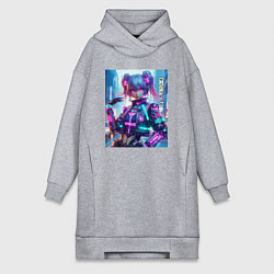 Женское худи-платье Модная красотка - киберпанк, цвет: меланж