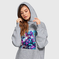 Женское худи-платье Модная красотка - киберпанк, цвет: меланж — фото 2