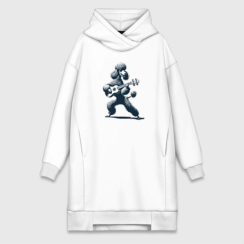 Женская толстовка-платье Пудель играет на гитаре укулеле / Белый – фото 1