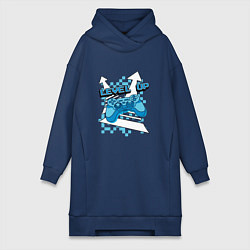 Женское худи-платье Повышая уровень, цвет: тёмно-синий