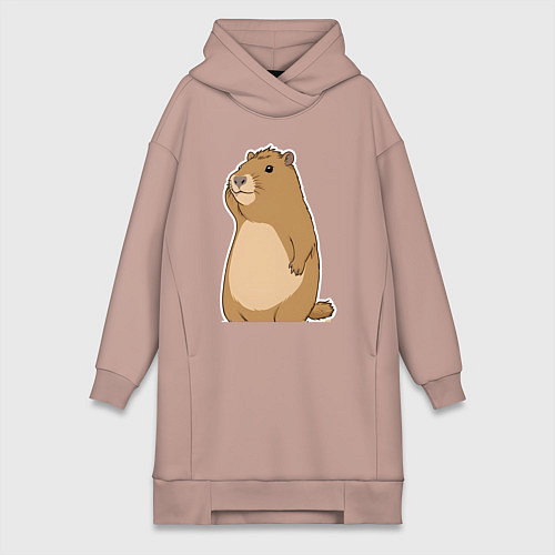 Женская толстовка-платье Прекрасная капибара / Пыльно-розовый – фото 1
