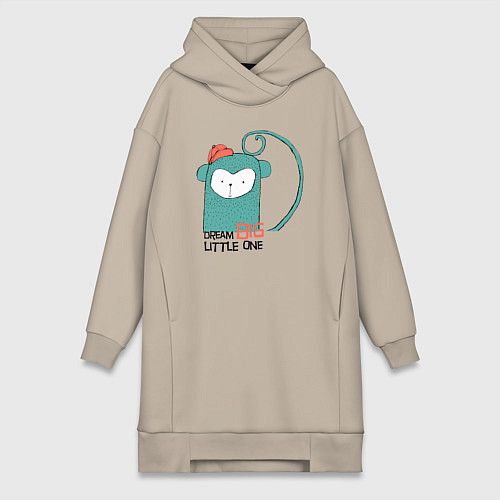 Женская толстовка-платье Мечтай по-крупному малыш / Миндальный – фото 1
