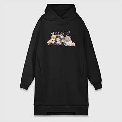 Женское худи-платье Demon slayer player anime, цвет: черный