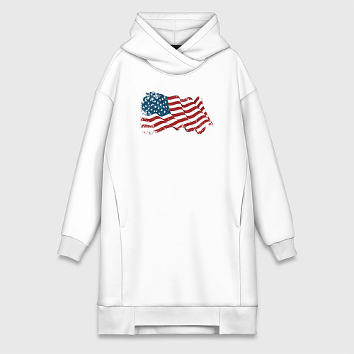Женская толстовка-платье Развевающий флаг США / Белый – фото 1