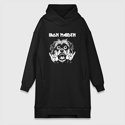 Женское худи-платье Iron Maiden rock dog, цвет: черный