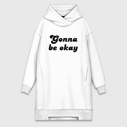 Женское худи-платье Всё будет хорошо - девиз, цвет: белый