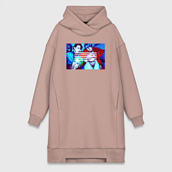 Женское худи-платье Big Bang в ярких образах K-pop, цвет: пыльно-розовый
