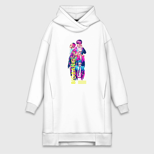Женская толстовка-платье Big bang в неоновом стиле / Белый – фото 1