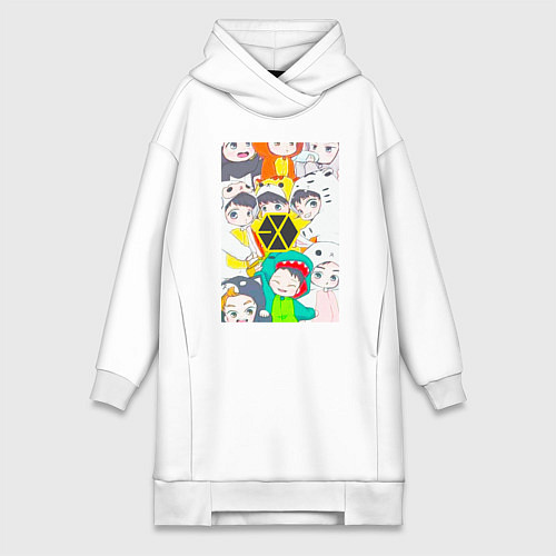 Женская толстовка-платье Exo в костюмах животных / Белый – фото 1
