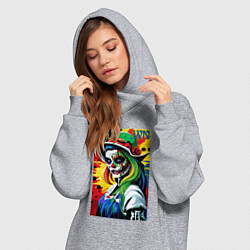 Женское худи-платье Girl witch - pop art, цвет: меланж — фото 2