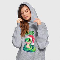 Женское худи-платье Зеленая змейка 2025 год, цвет: меланж — фото 2