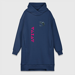 Женское худи-платье Ведьмак волк лого, цвет: тёмно-синий