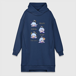 Женское худи-платье Зарянка фразы, цвет: тёмно-синий