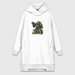 Женское худи-платье Стальной воин, цвет: белый