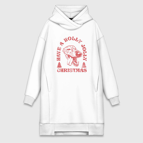 Женская толстовка-платье Новогодний грейхаунд / Белый – фото 1