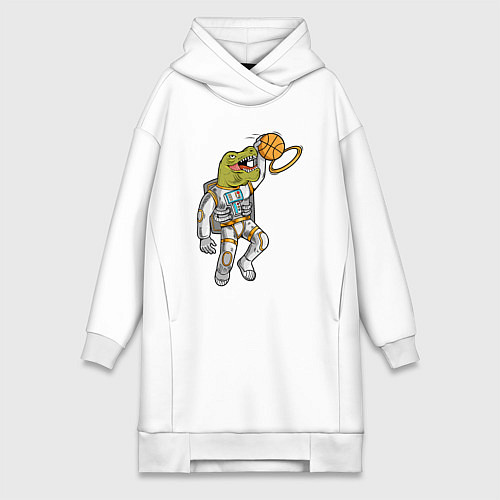 Женская толстовка-платье Динозавр баскетболист / Белый – фото 1