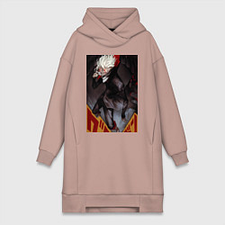 Женское худи-платье Дандадан: Кэн Такакура, цвет: пыльно-розовый