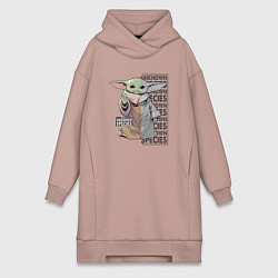 Женское худи-платье Unknown specis - Baby Yoda, цвет: пыльно-розовый