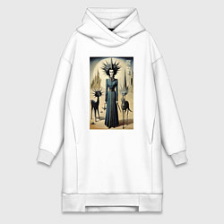 Женское худи-платье Ведьма с похожей планеты - готика, цвет: белый