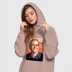 Женское худи-платье Chester из Linkin park, цвет: пыльно-розовый — фото 2