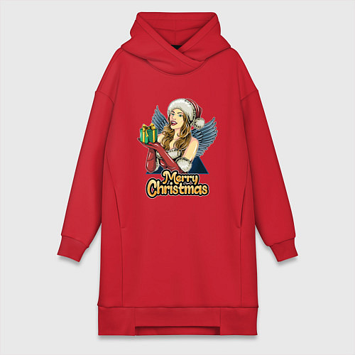 Женская толстовка-платье Снегурочка с подарком / Красный – фото 1
