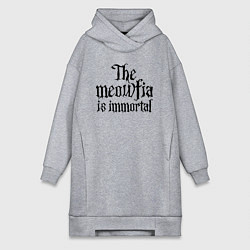 Женское худи-платье Мяуфия бессмертна - девиз, цвет: меланж