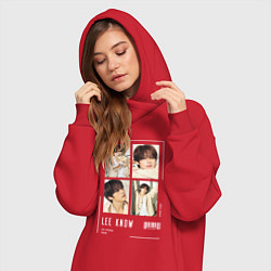 Женское худи-платье Lee know stray kids cute, цвет: красный — фото 2