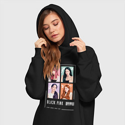 Женское худи-платье Blackpink 4 colors, цвет: черный — фото 2