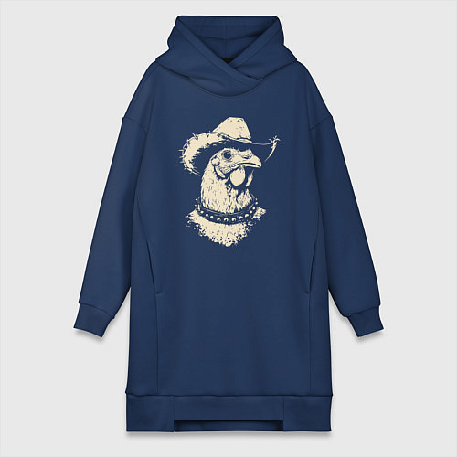 Женская толстовка-платье Курица ковбой / Тёмно-синий – фото 1