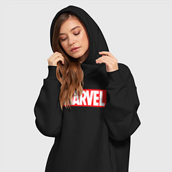 Женское худи-платье Marvel logo, цвет: черный — фото 2