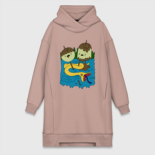 Женская толстовка-платье Футболка Принцессы Жвачка / Пыльно-розовый – фото 1