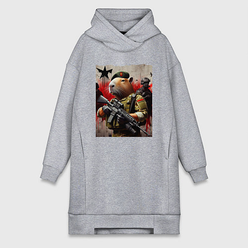 Женская толстовка-платье Крутой капибара - спецназ / Меланж – фото 1