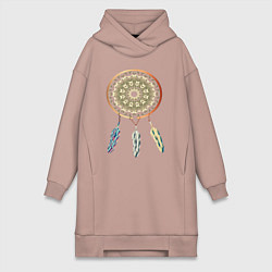 Женское худи-платье Ловец сновидений, цвет: пыльно-розовый