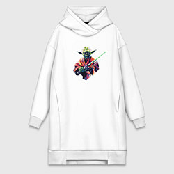 Женское худи-платье Мастер Йода - Звездные войны, цвет: белый