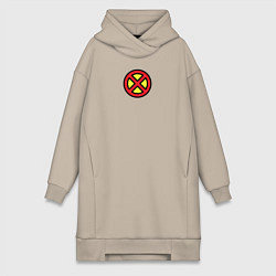 Женское худи-платье X men logo, цвет: миндальный