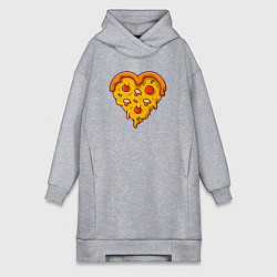 Женское худи-платье Сердечная пицца, цвет: меланж