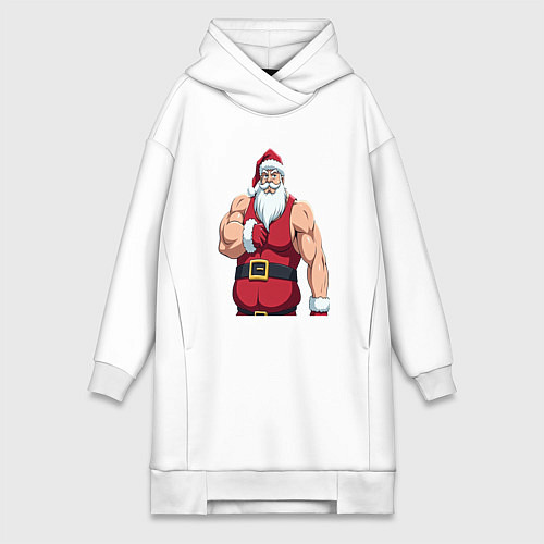 Женская толстовка-платье Качок дед мороз / Белый – фото 1