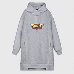 Женское худи-платье Team Sonic racing - logo, цвет: меланж