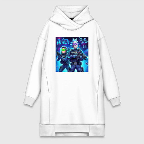Женская толстовка-платье Rick and Morty - cosmic special forces / Белый – фото 1