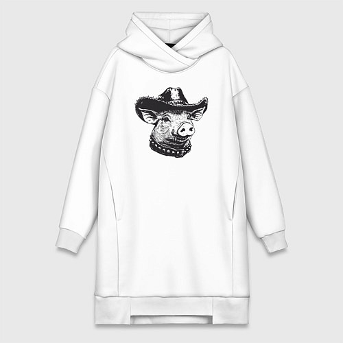 Женская толстовка-платье Ковбой свинья / Белый – фото 1