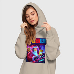 Женское худи-платье Homer Simpson in the car with his son, цвет: миндальный — фото 2