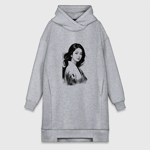 Женская толстовка-платье Азиатская девушка в кимоно / Меланж – фото 1