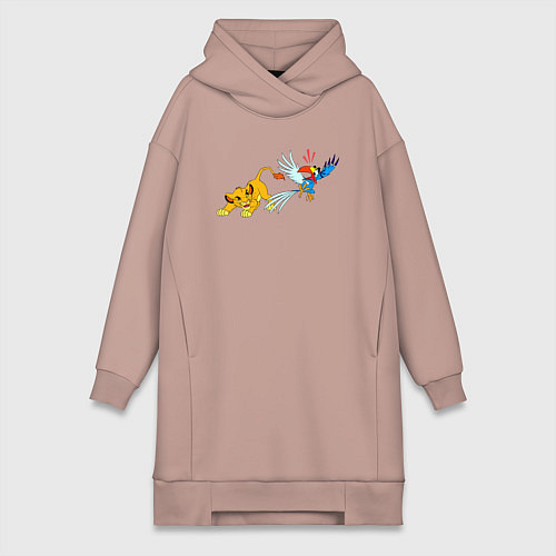 Женская толстовка-платье Simba и попуг Зазу - The Lion King / Пыльно-розовый – фото 1