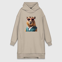 Женская толстовка-платье Капибара в жилетке