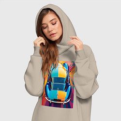 Женское худи-платье Яркий ретро автомобиль, цвет: миндальный — фото 2