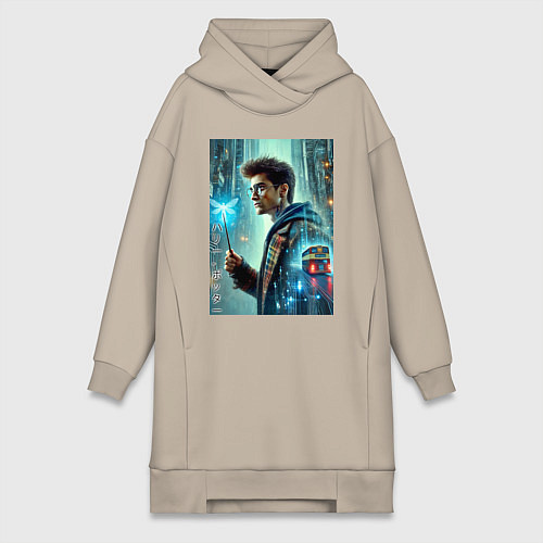 Женская толстовка-платье Harry Potter - urban style / Миндальный – фото 1