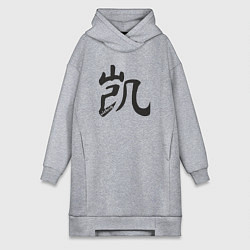 Женское худи-платье Иероглиф победа, цвет: меланж