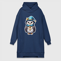 Женское худи-платье Магическая совушка, цвет: тёмно-синий