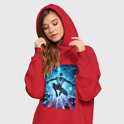 Женское худи-платье Spider man - cyberpunk fantasy, цвет: красный — фото 2