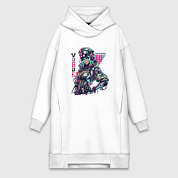 Женское худи-платье Cyber girl - ai art fantasy, цвет: белый